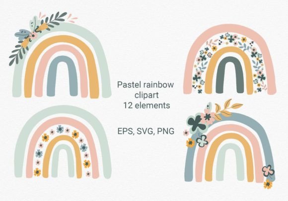 Discover Boho Rainbow Floral Clipart Sets