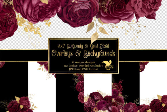 Elevating Creative Projects with Burgundy and Gold Floral Digital Assets