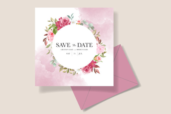 Maroon Floral Wedding Invitation Card Template