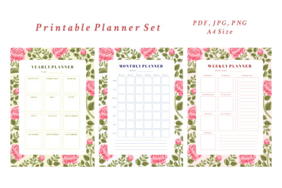 Vintage Rose Printable Planners: Elegant Organization