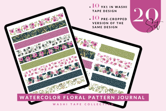 Watercolor Floral Washi Tapes: Digital Decor for Creative Projects